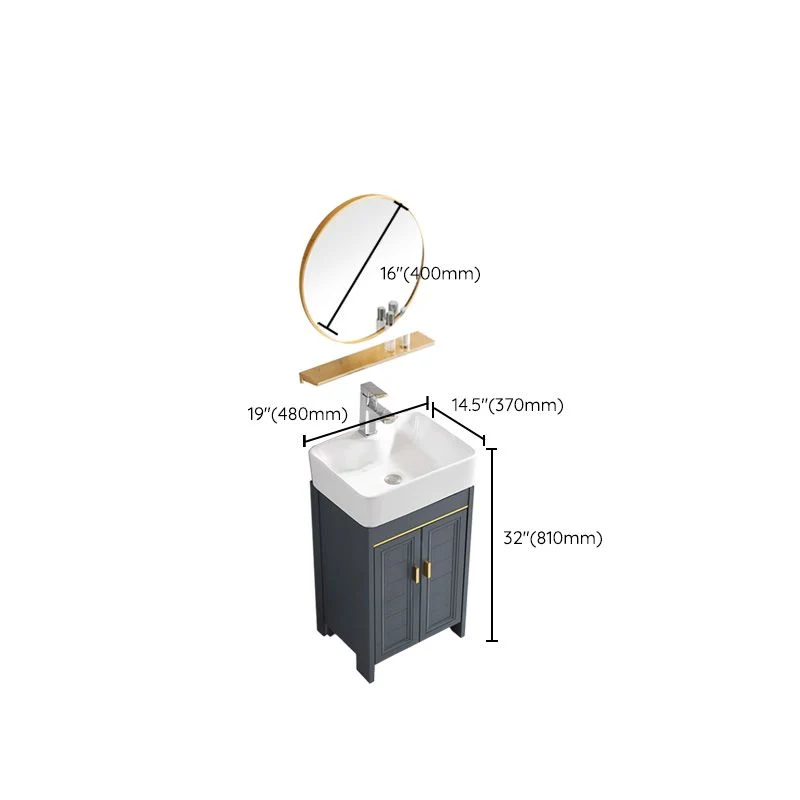 Glam Van metaal Sink Vanity Freestanding Single-Sink Bathroom Sink Vanity 16l