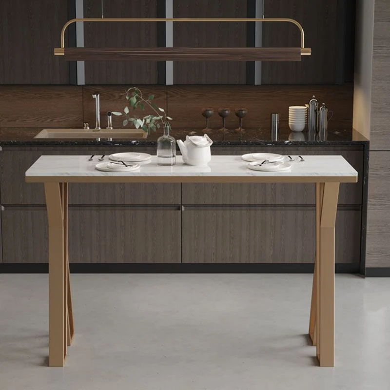 Glam White Marble Bar Dining Table Rectangle Gouden Double Pedestal Bistro Table 39