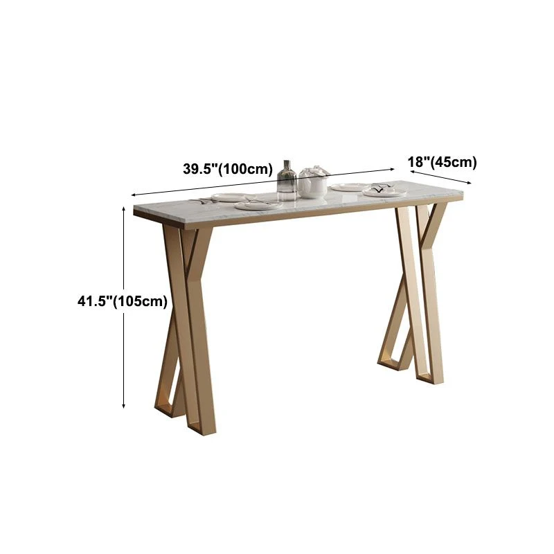Glam White Marble Bar Dining Table Rectangle Gouden Double Pedestal Bistro Table 39