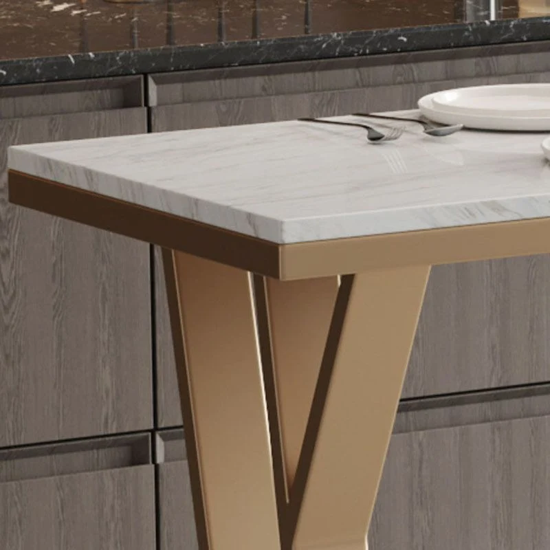 Glam White Marble Bar Dining Table Rectangle Gouden Double Pedestal Bistro Table 39