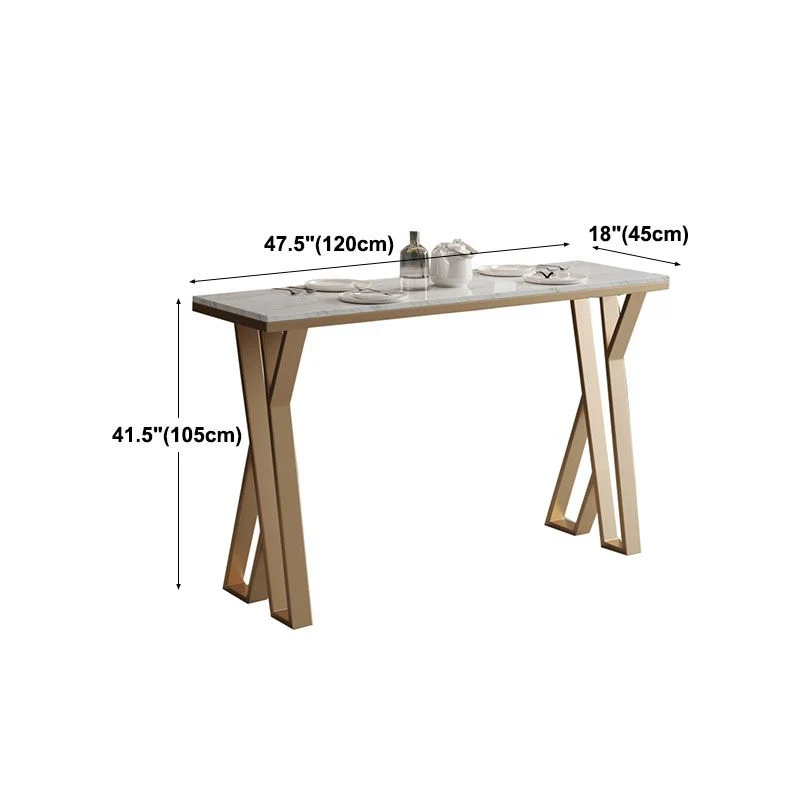 Glam White Marble Bar Dining Table Rectangle Gouden Double Pedestal Bistro Table 39