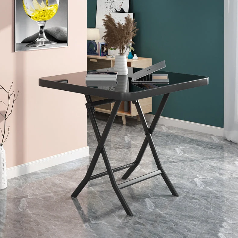 Glaswerk Foldable Dining Table 2 Person Black Metal Base Black