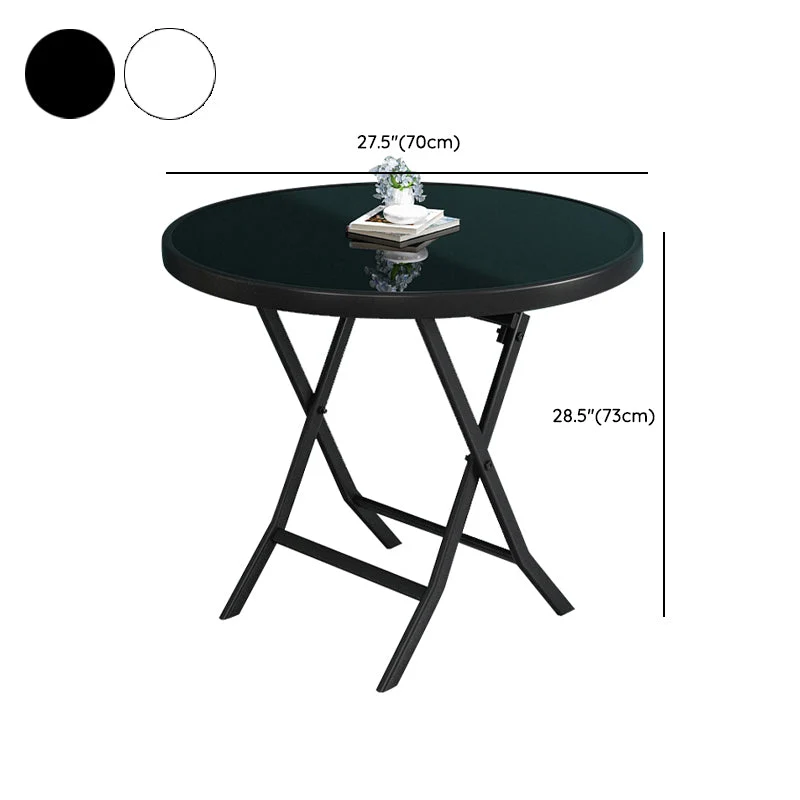 Glaswerk Foldable Dining Table 2 Person Black Metal Base Black
