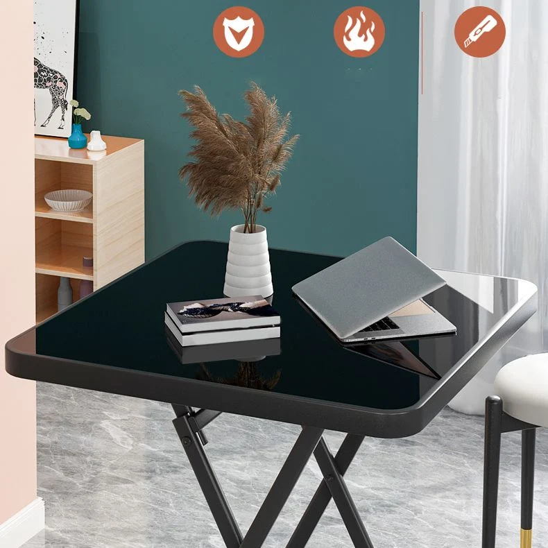 Glaswerk Foldable Dining Table 2 Person Black Metal Base Black