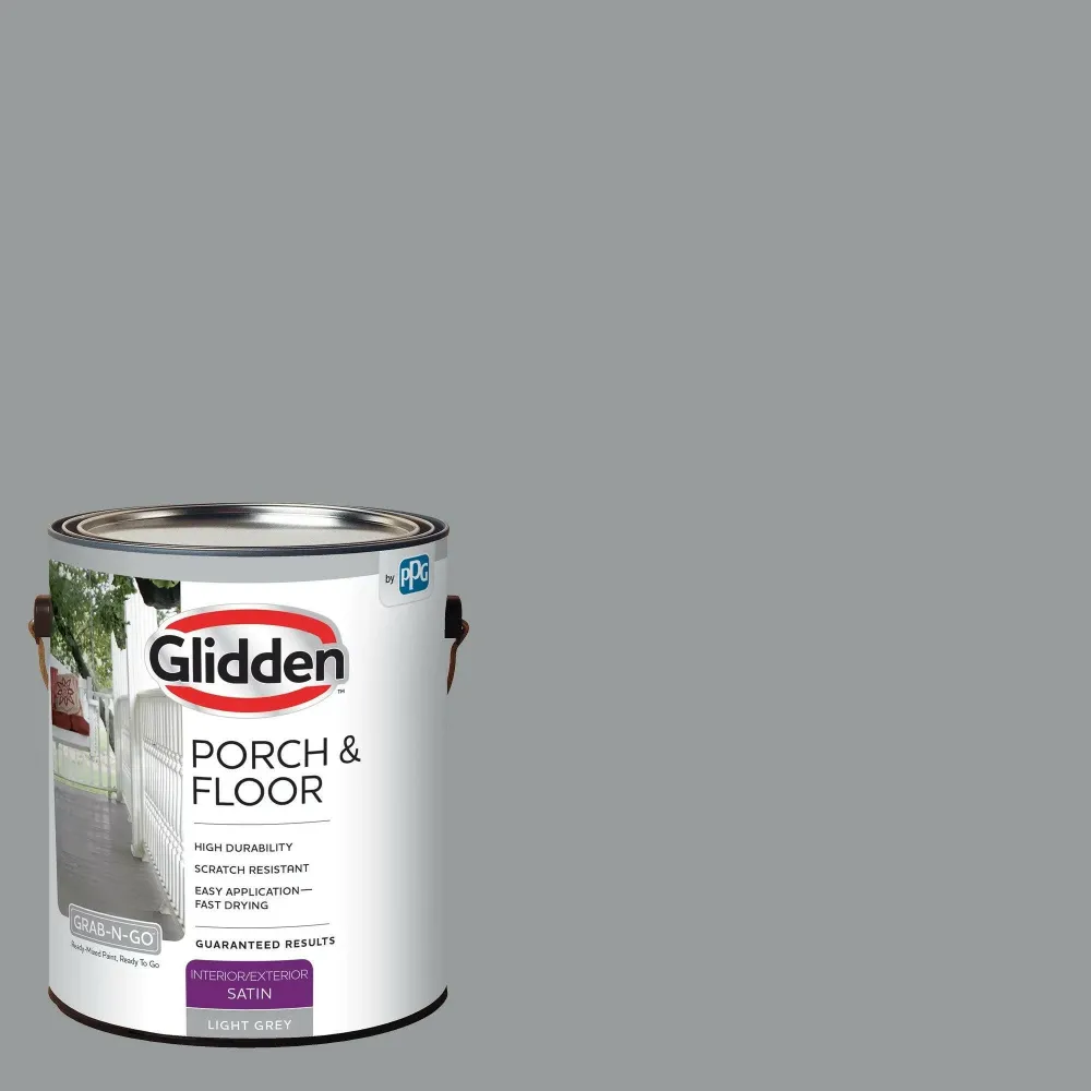 Glidden 3034F Porch & Floor Interior/Exterior Satin Paint (Light Asgrijs, 1-Gallon)