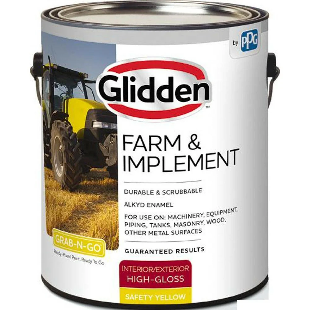 Glidden® Farm & Implement Interior/Exterior Grab-N-Go® Alkyd Enamel (Safety Citroengeel, 1-Quart)