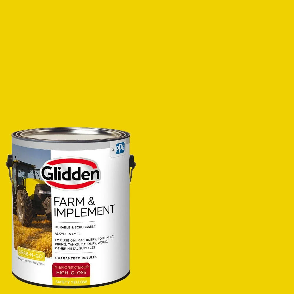 Glidden® Farm & Implement Interior/Exterior Grab-N-Go® Alkyd Enamel (Safety Citroengeel, 1-Quart)