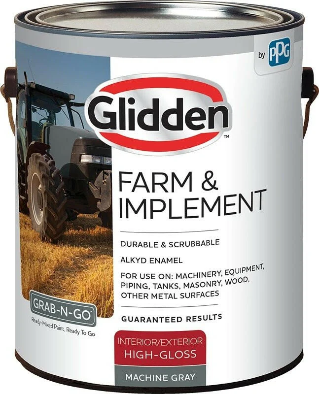 Glidden® Farm & Implement Interior/Exterior Grab-N-Go® Alkyd Enamel (Machine Asgrijs, 1-Gallon)