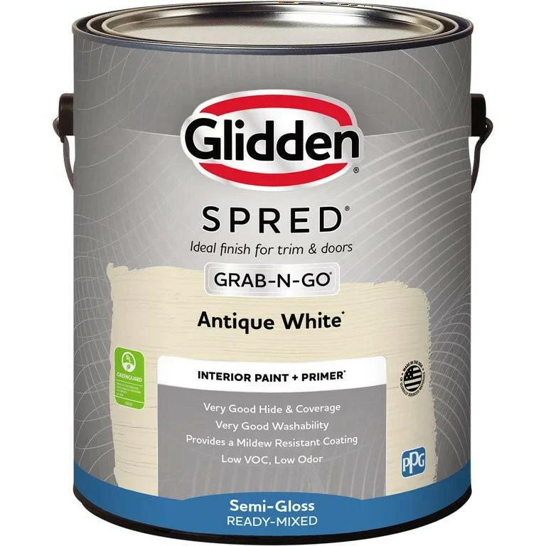 Glidden Spred Grab-N-Go Interior Wall Paint, Antique Parelmoer, (Semi-Gloss, 1-Gallon)