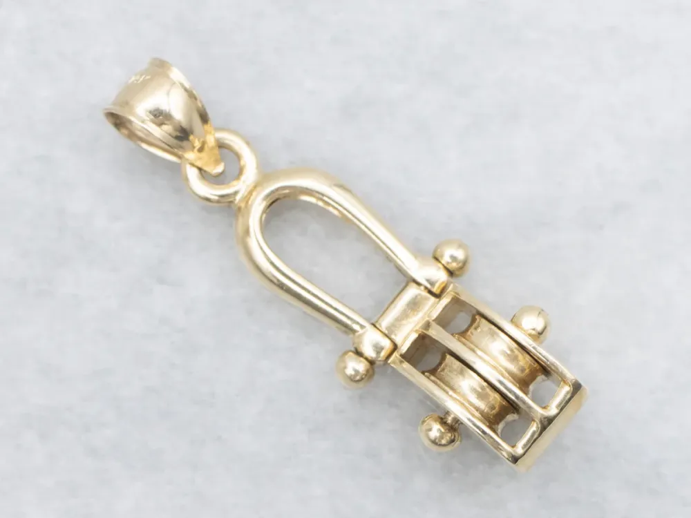 Gold Tweeling Pulley System Pendant