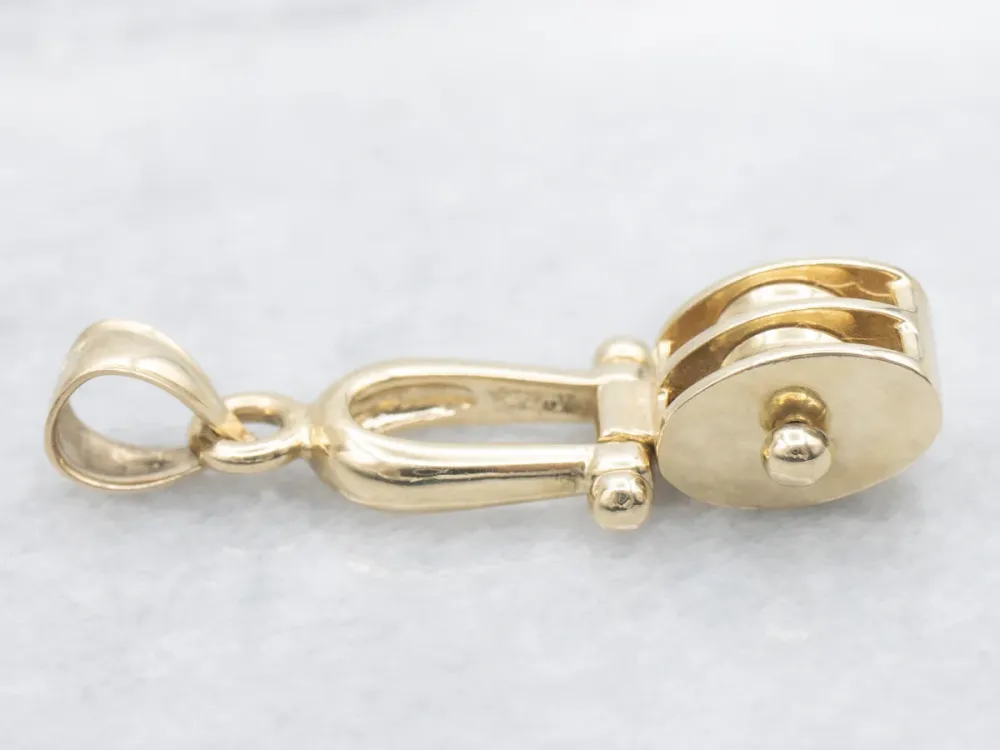 Gold Tweeling Pulley System Pendant