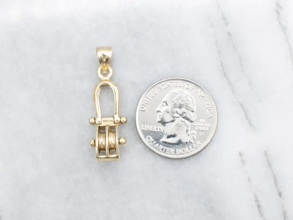 Gold Tweeling Pulley System Pendant