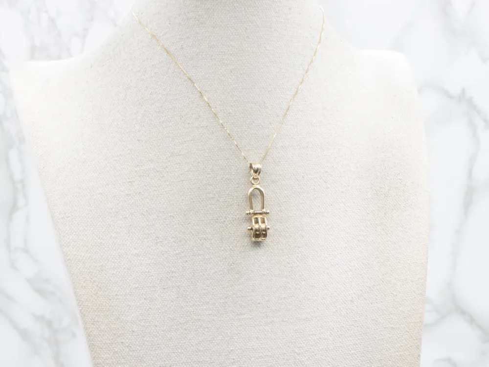 Gold Tweeling Pulley System Pendant