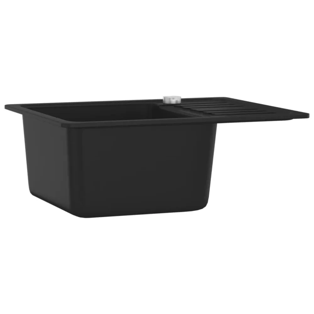 Gootsteen enkele bak graniet zwart