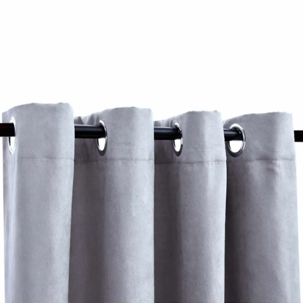Gordijn verduisterend met metalen ringen 2 st 140x175 cm grijs