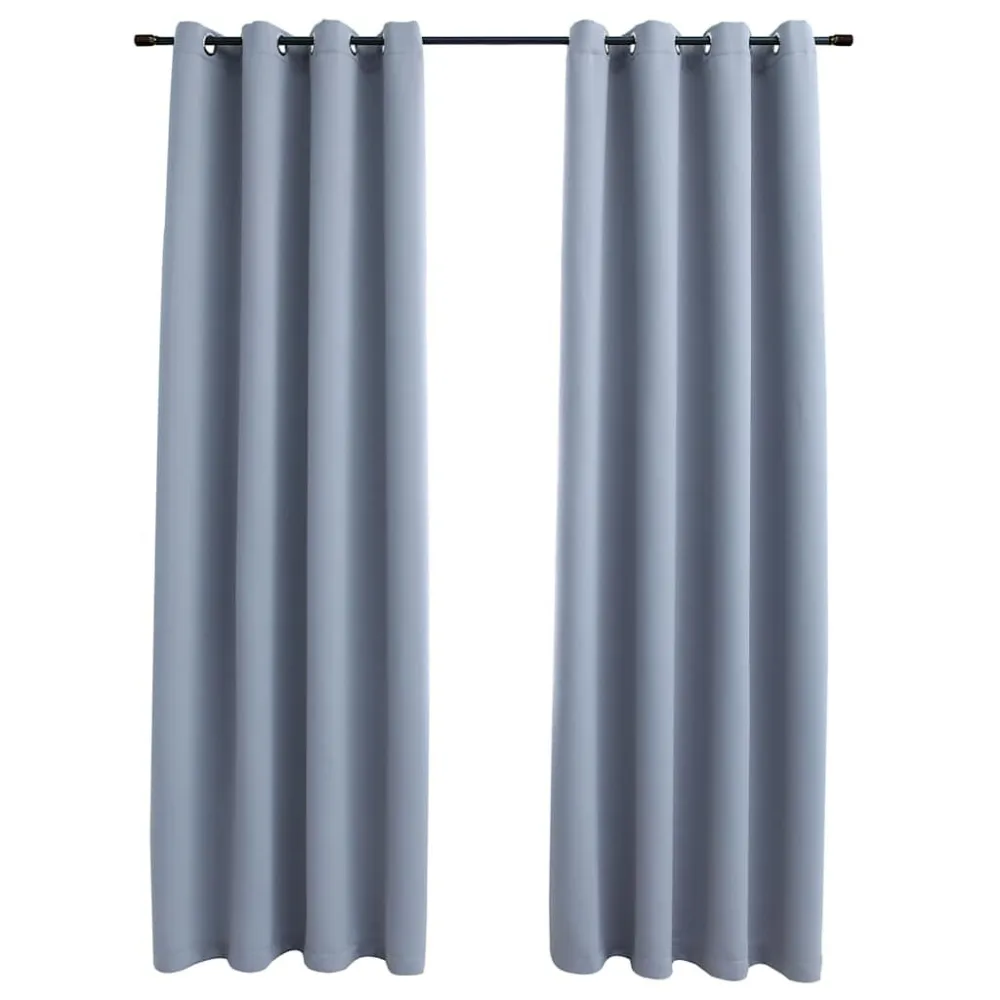 Gordijn verduisterend met metalen ringen 2 st 140x175 cm grijs