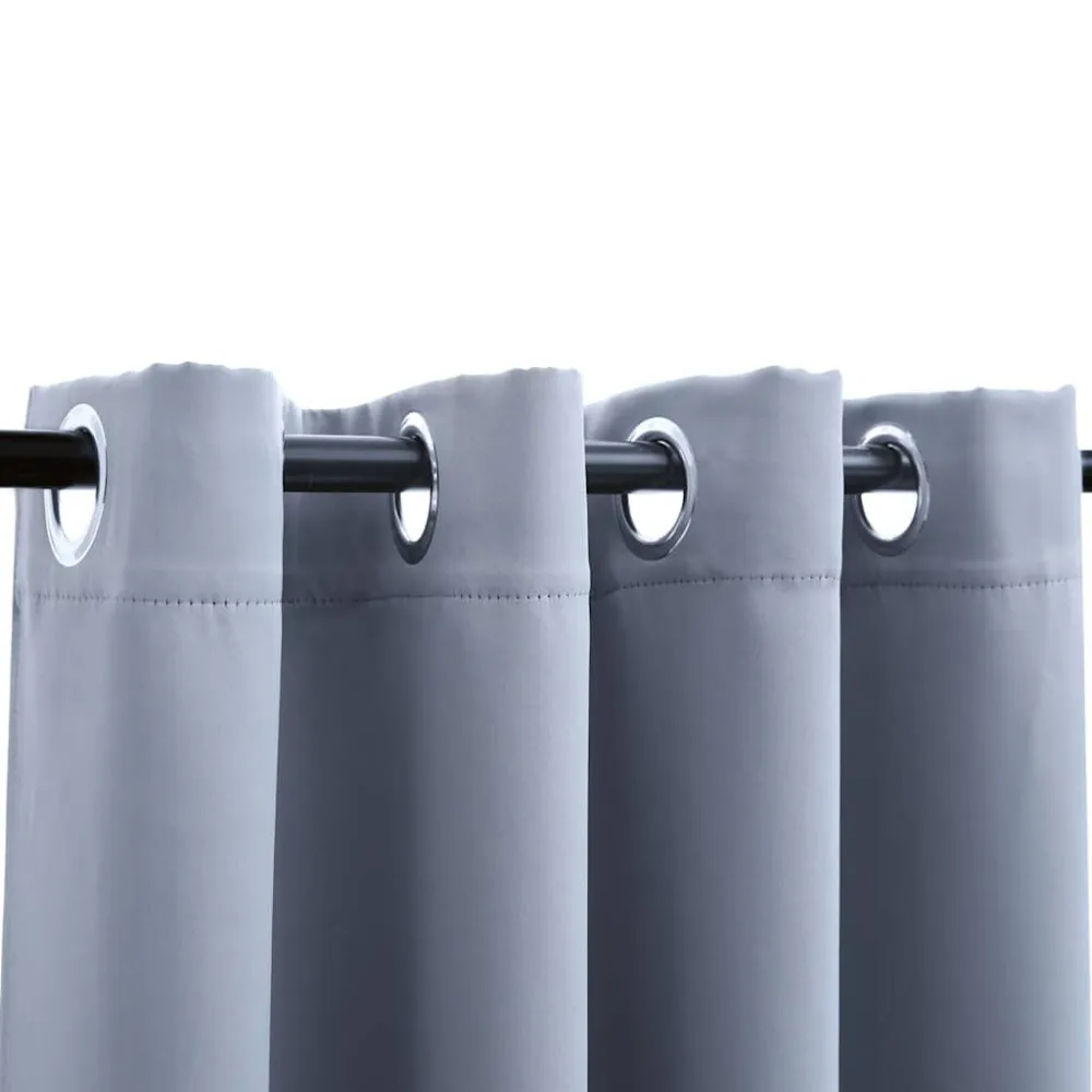 Gordijn verduisterend met metalen ringen 2 st 140x175 cm grijs
