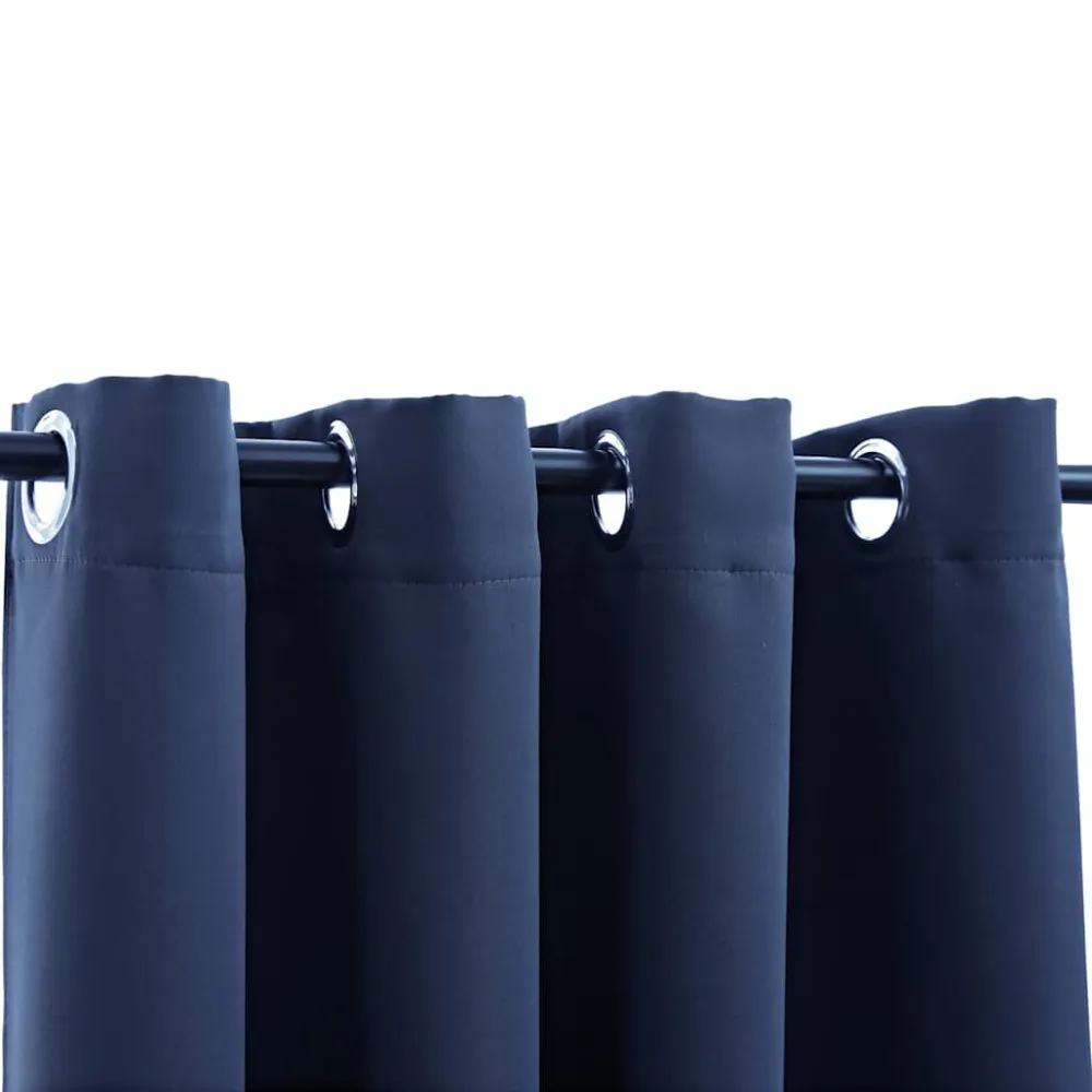 Gordijn verduisterend met metalen ringen 2 st 140x175 cm blauw