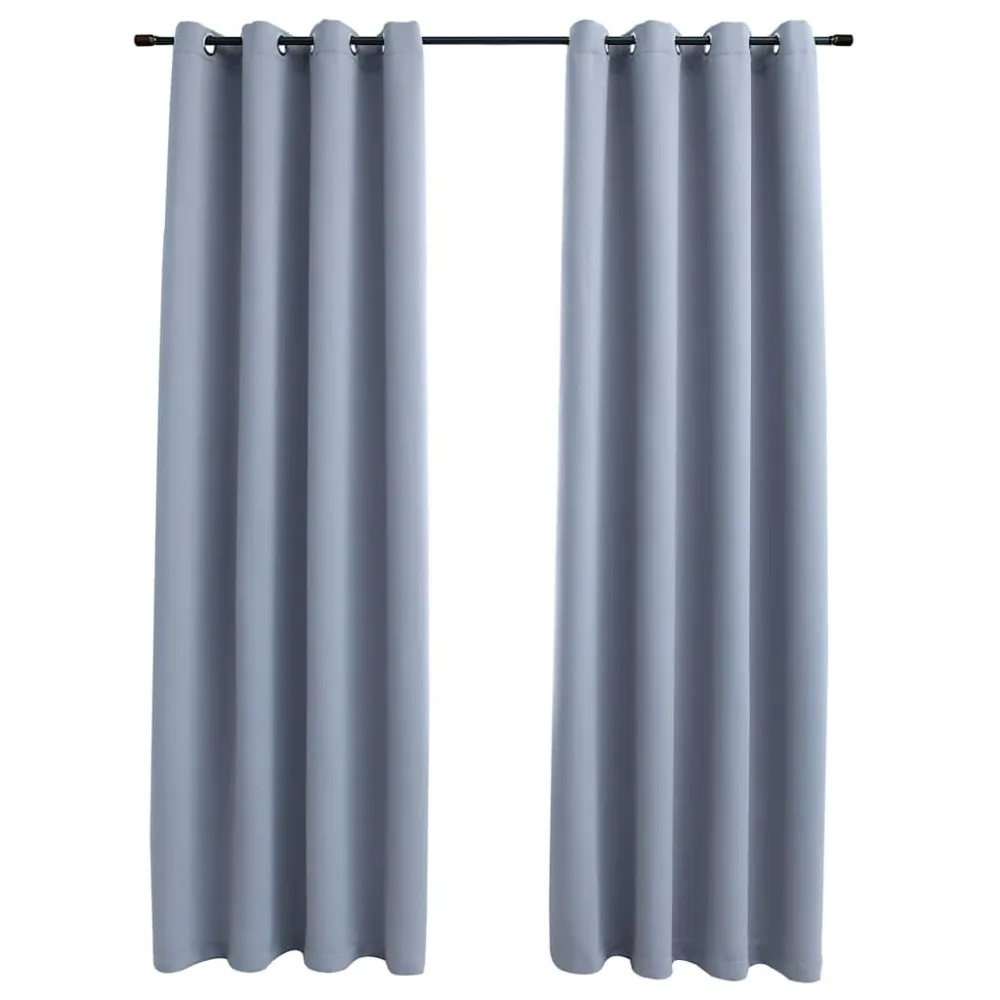 Gordijn verduisterend met metalen ringen 2 st 140x225 cm grijs