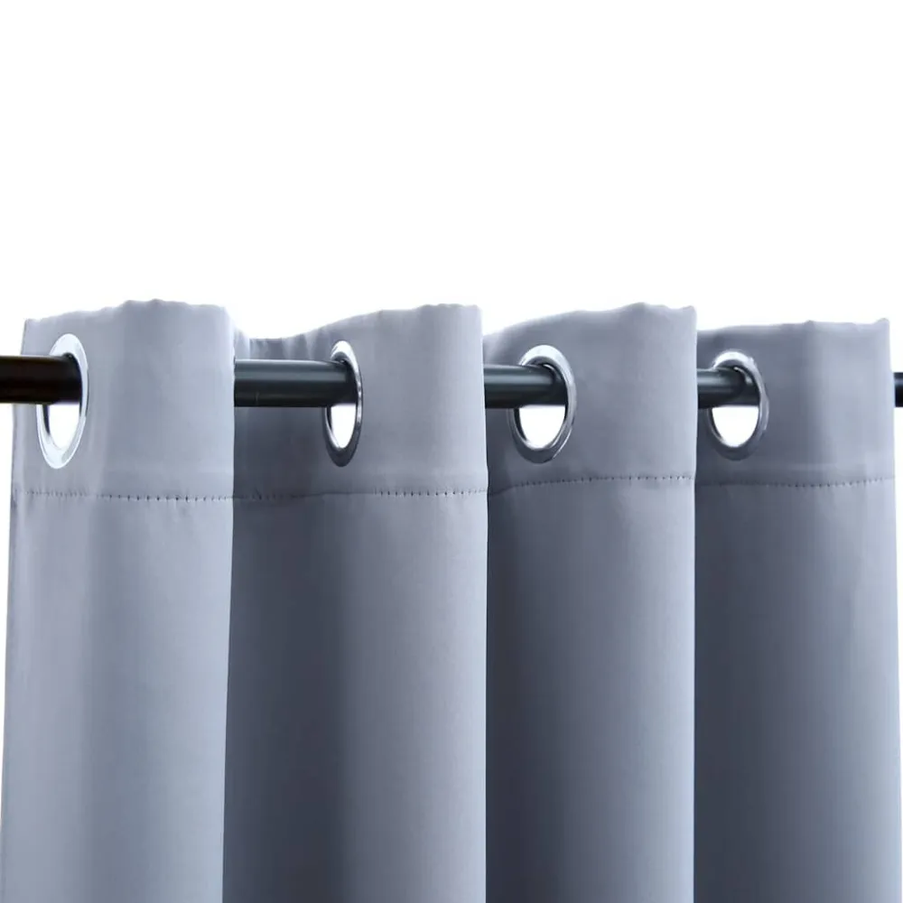 Gordijn verduisterend met metalen ringen 2 st 140x225 cm grijs
