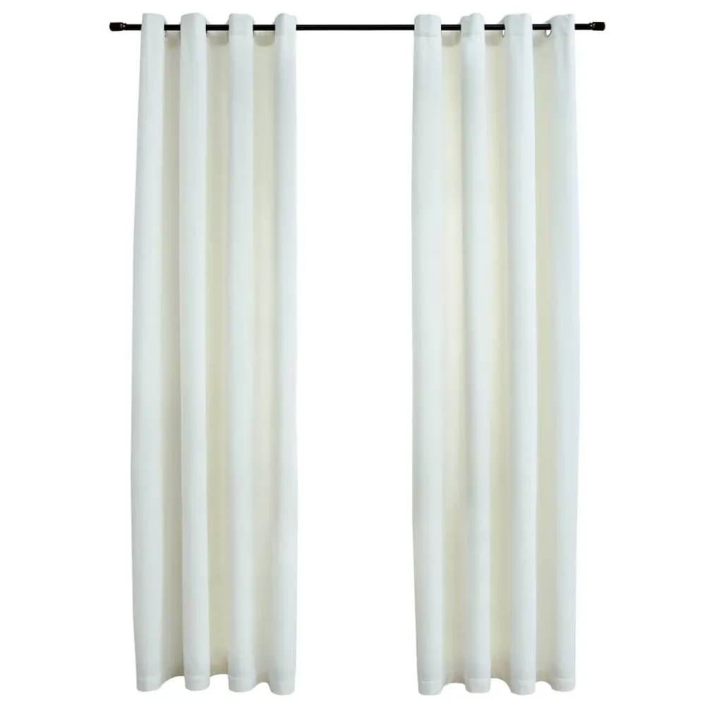 Gordijn verduisterend met ringen 2 st 140x175 cm fluweel crème