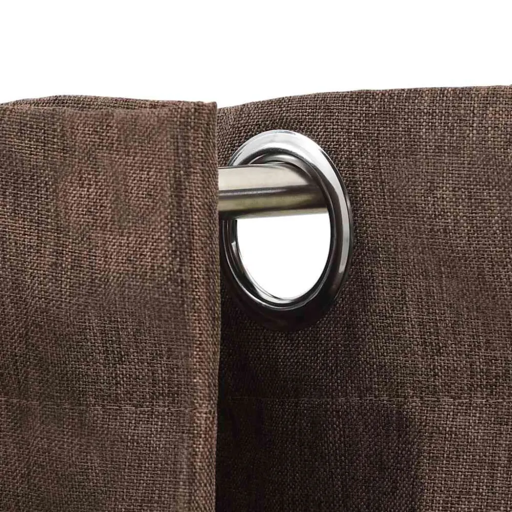 Gordijnen linnen-look verduisterend ogen 2 st 140x175 cm taupe