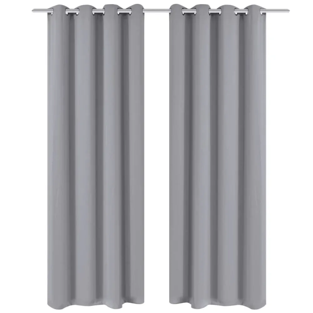 Gordijnen met metalen ringen verduisterend 135x175 grijs 2 st