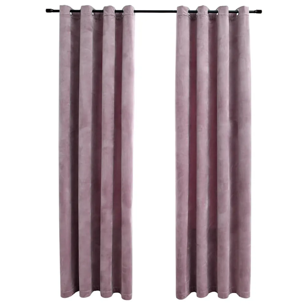 Gordijnen verduisterend met ringen 2 st 140x225 cm fluweel roze