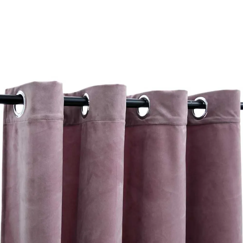 Gordijnen verduisterend met ringen 2 st 140x225 cm fluweel roze