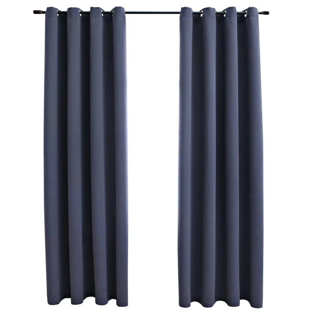 Gordijnen verduisterend met ringen 2 st 140x245 cm antraciet
