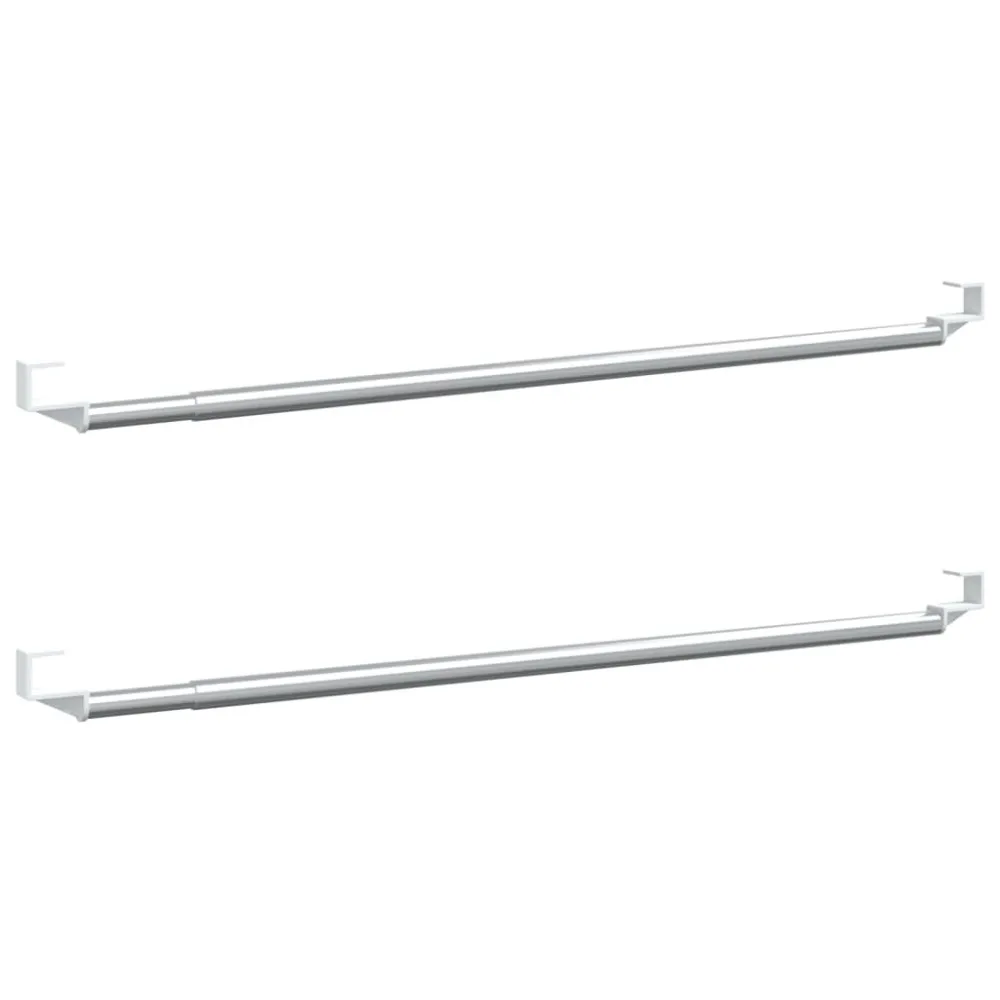 Gordijnrails 2 st 40-60 cm aluminium wit en zilverkleurig