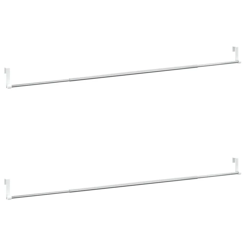 Gordijnrails 2 st 90-135 cm aluminium wit en zilverkleurig