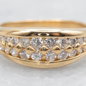 Goud Double Row Diamond Band