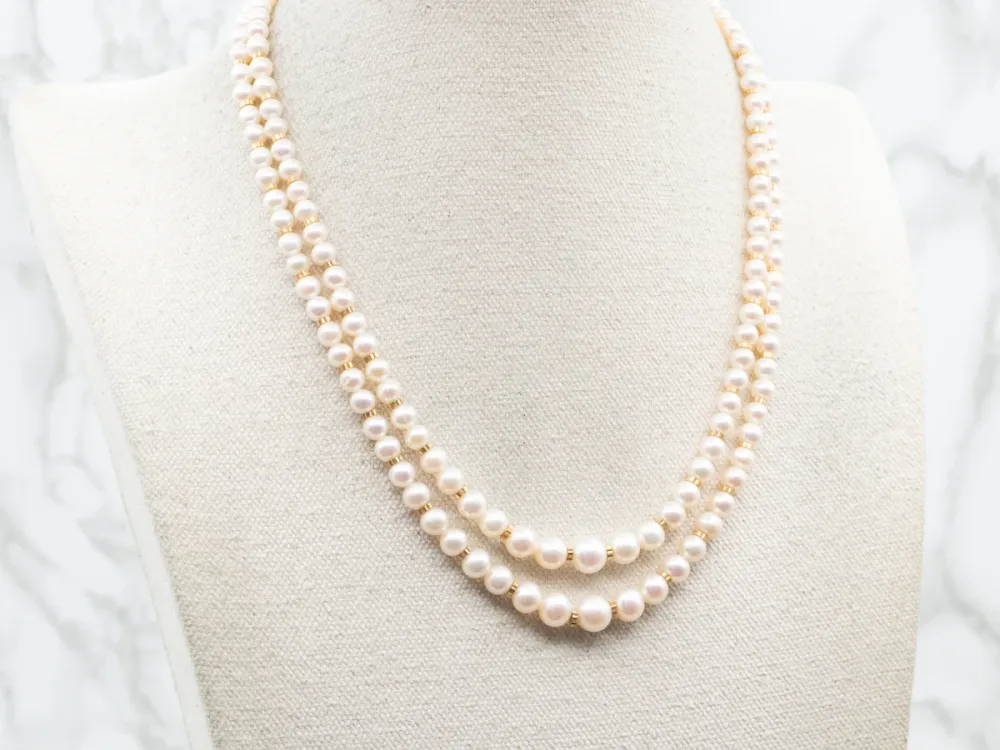 Graduated Saltwater Pearl Duo Strand Necklace