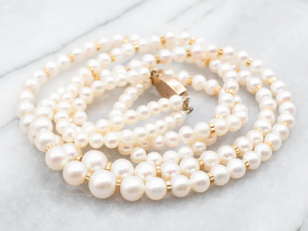 Graduated Saltwater Pearl Duo Strand Necklace