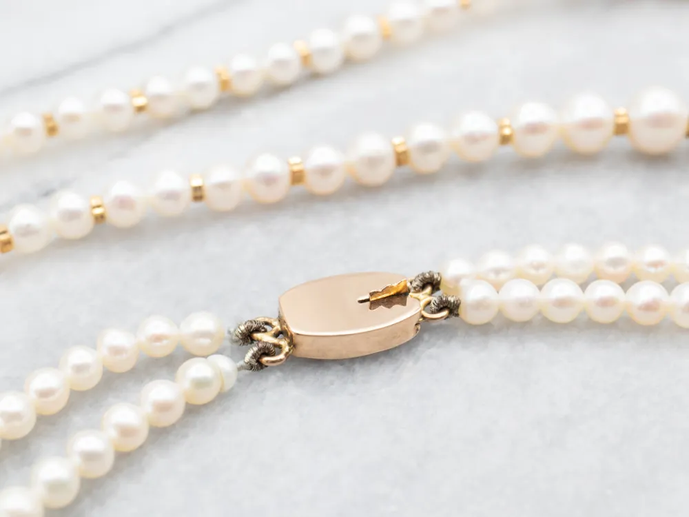 Graduated Saltwater Pearl Duo Strand Necklace