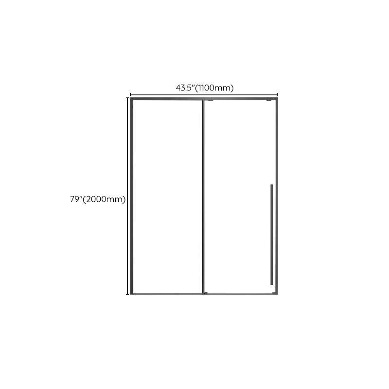 Grauw Narrow Side Shower Door Single Sliding Door Tempered Glass Shower Door 43l
