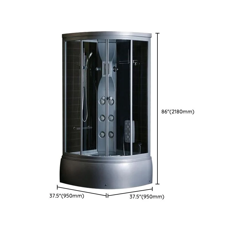 Gray Round Shower Stall Full Frame Tweeling Sliding Door Shower Room 35l