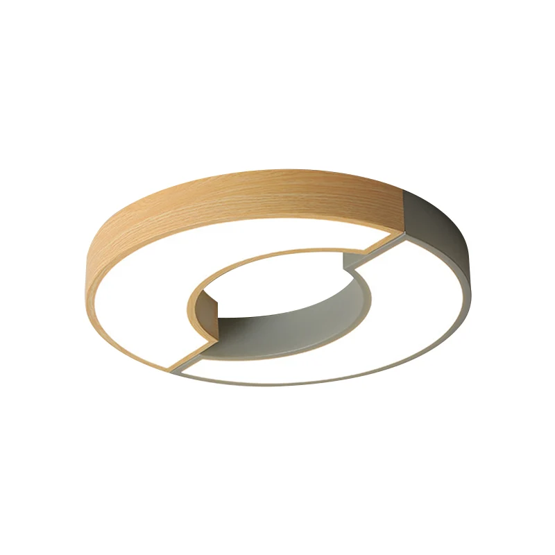 Grey/Green-Wood Double Arch Flushmount Nordic Ijzer 16.5"/20.5" Dia LED Ceiling Mounted Light Warm/White Light Grey
