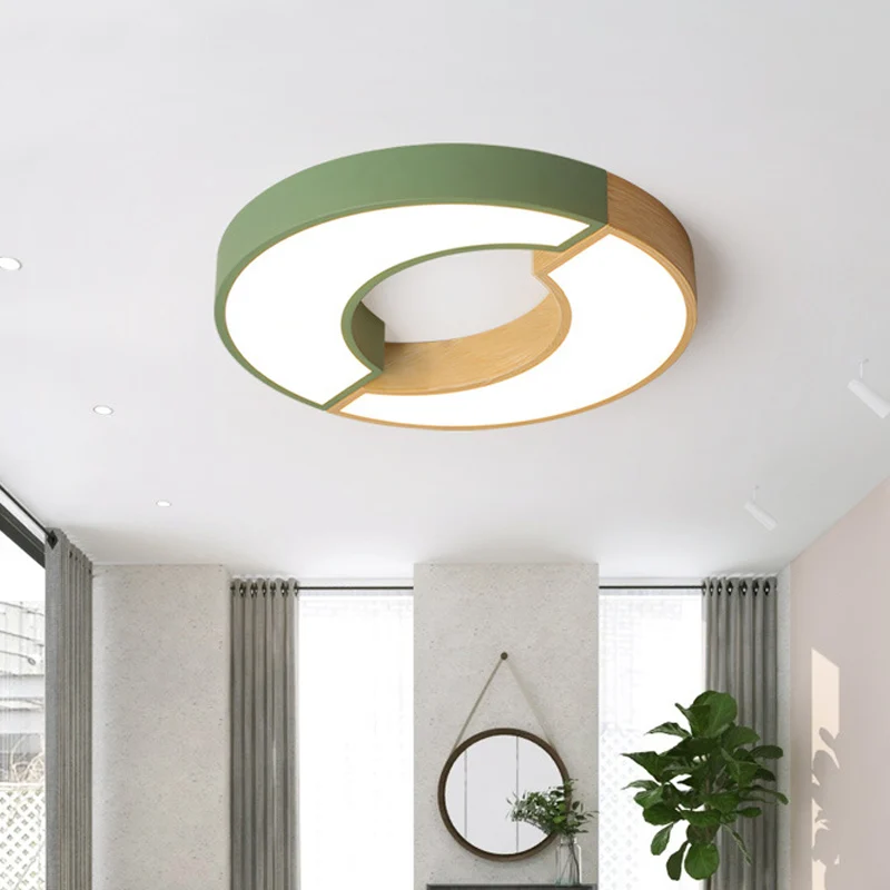 Grey/Green-Wood Double Arch Flushmount Nordic Ijzer 16.5"/20.5" Dia LED Ceiling Mounted Light Warm/White Light Grey