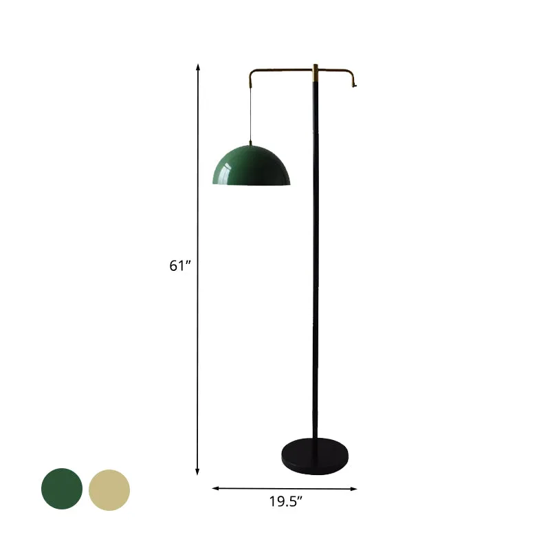 Groen/messing koepellamp Eenvoud 1 lamp metalen vloerleeslamp voor studeerkamer