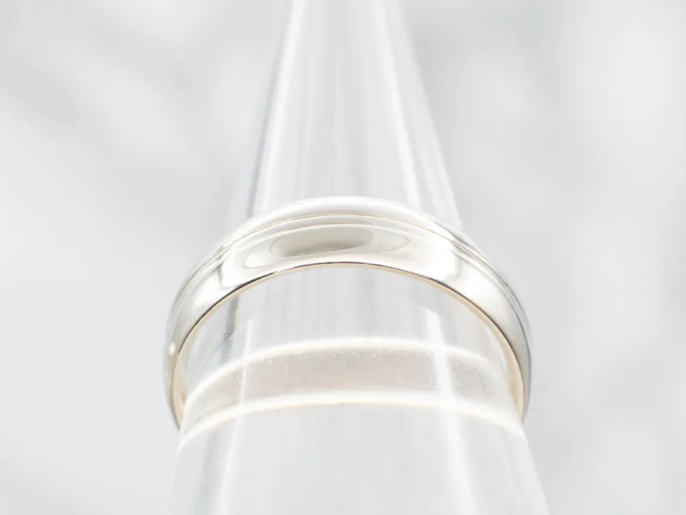 Grooved Double Line White Gouden Band