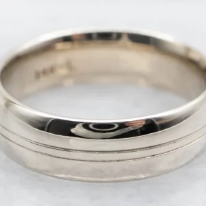 Grooved Double Line White Gouden Band