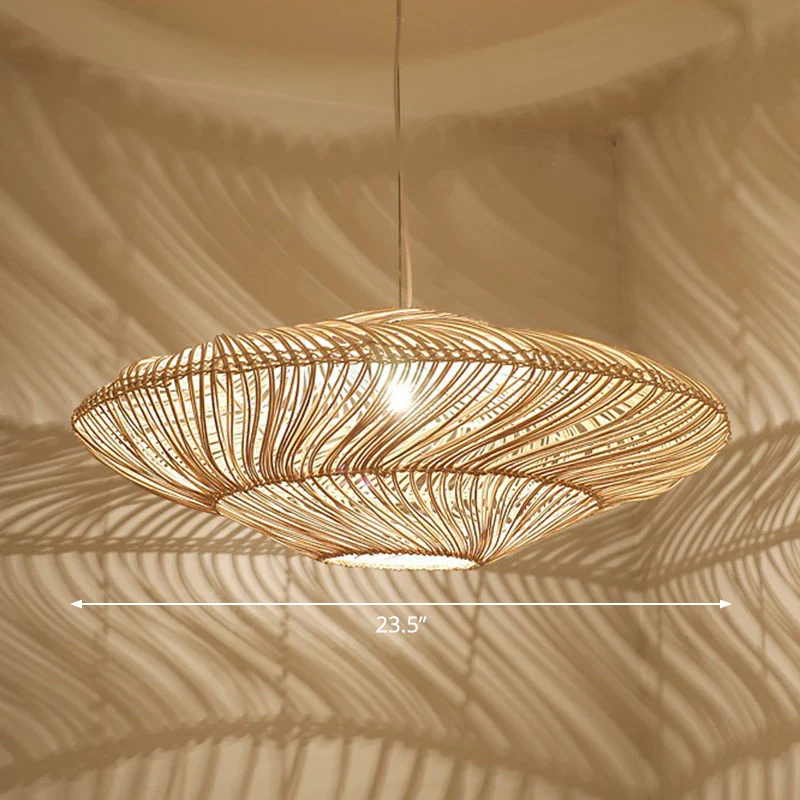 Handgemaakte ophangverlichting Minimalistische rotan 1��Head Restaurant hangende plafondlamp hout