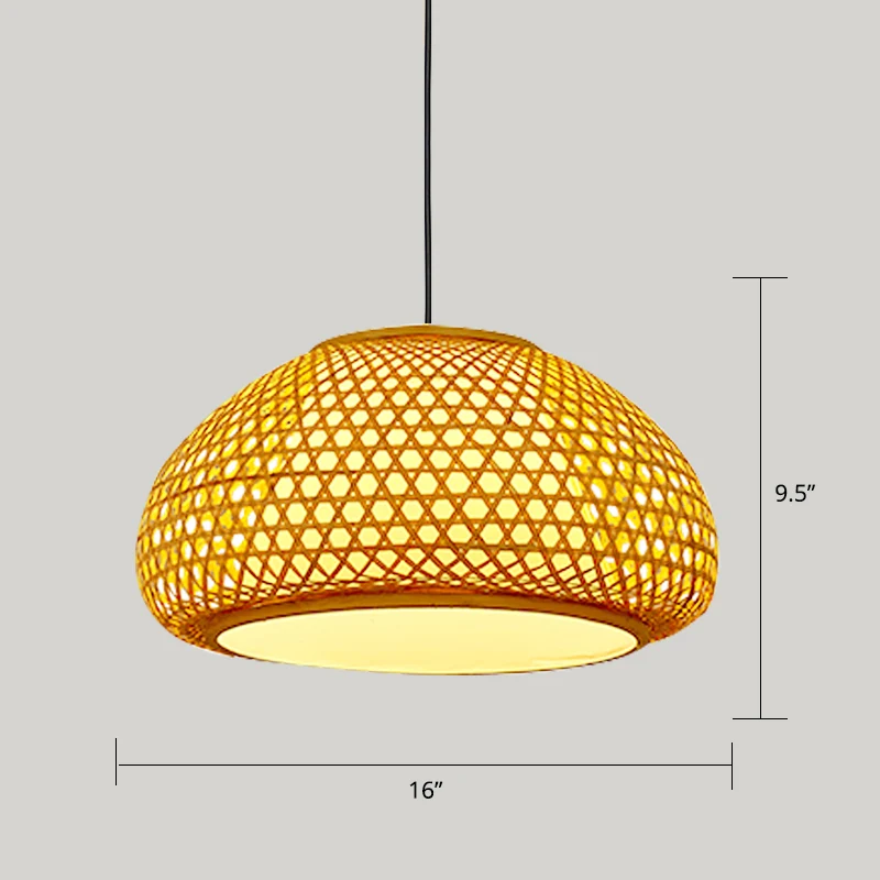 Handgeweven rotan hanglamp Eenvoud 1-lichts houten hangende verlichtingsarmatuur