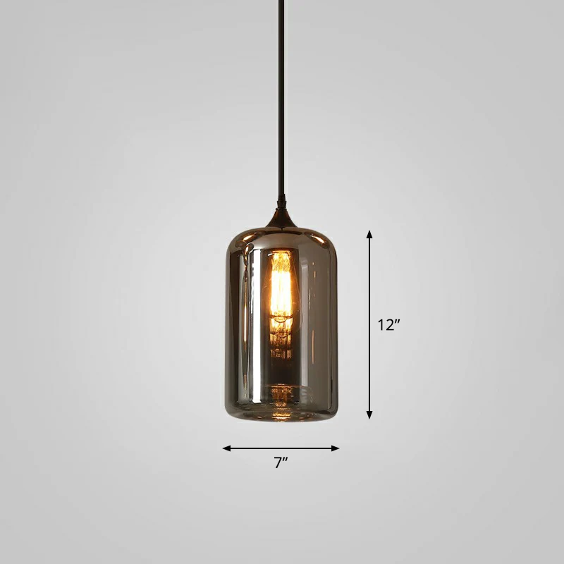 Hanglamp met 1 lamp, Simplicity Shaded Smoke Grey Glazen, hangende verlichtingsarmatuur