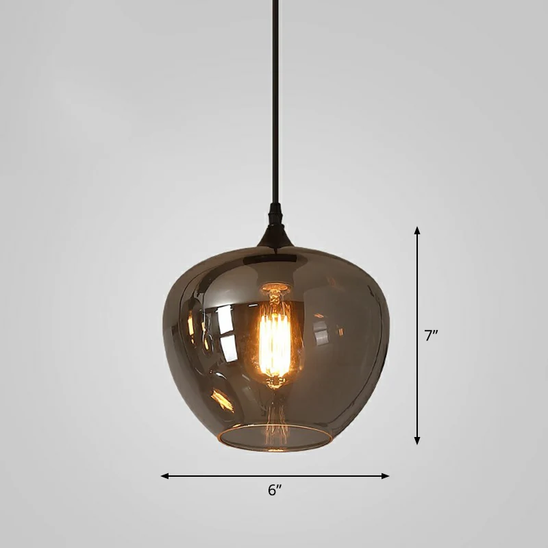 Hanglamp met 1 lamp, Simplicity Shaded Smoke Grey Glaswerk, hangende verlichtingsarmatuur