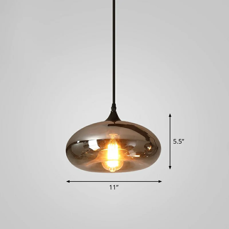 Hanglamp met 1 lamp, Simplicity Shaded Smoke Grey Glaswerk, hangende verlichtingsarmatuur