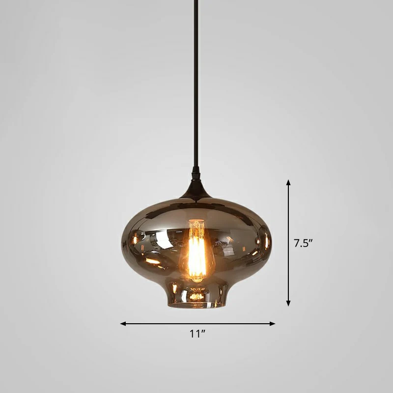 Hanglamp met 1 lamp, Simplicity Shaded Smoke Grey Glaswerk, hangende verlichtingsarmatuur