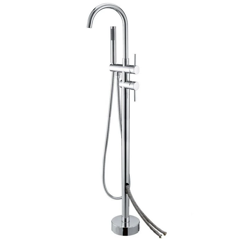 Hedendaags Freestanding Tub Faucet Copper Floor Mounted Two Handle Freestanding Bathtub Faucet Chrome